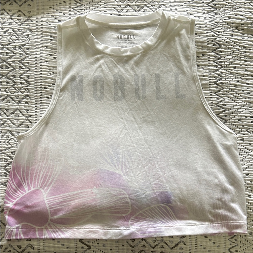 NOBULL Women's White and Light Pink Muscle Tee